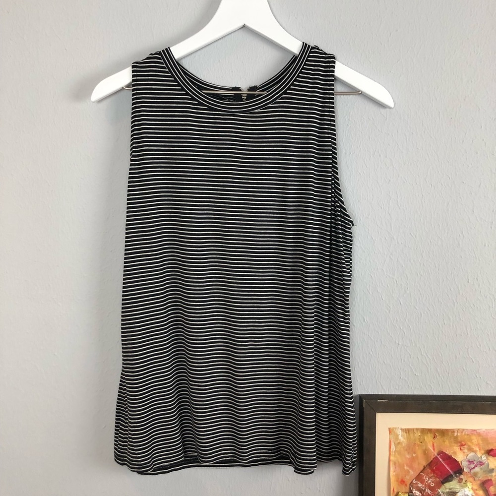 Black stripes a-line tank with back zipper detail